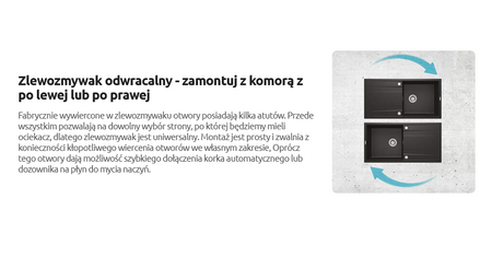 Deante zlewozmywak granitowy Zorba 1-komorowy z ociekaczem grafit ZQZ2113