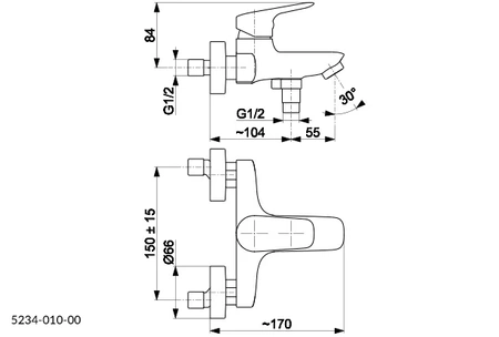 KFA Armatura bateria wannowa Abasha ścienna chrom 5234-010-00