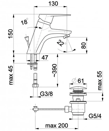 KFA Armatura bateria umywalkowa stojąca Topaz 4012-815-00
