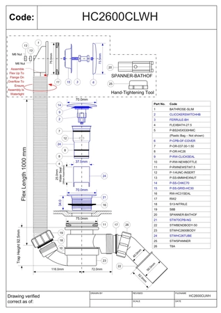 McAlpine syfon wannowy klik-klak biały HC2600CL-WH