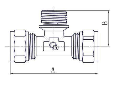 Diamond trójnik -CH PEX-AL-PEX gwint zewnętrzny 20x20x3/4" mosiądz FTN-007.3/4x20x20.TC
