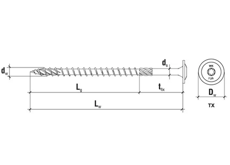 Wkręt-Met wkręt konstrukcyjny WKCP 8x160mm z łbem podkładkowym i gniazdem torx 1 sztuka WKCP-08160