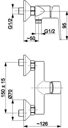 KFA Armatura bateria natryskowa Agat ścienna 4426-010-00