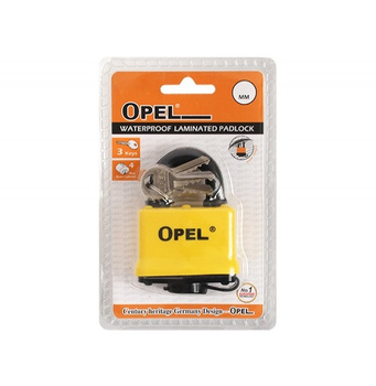 Kłódka pałąkowa OPEL 50 wodoodporna z osłoną cylindra laminowana KD-OP-002