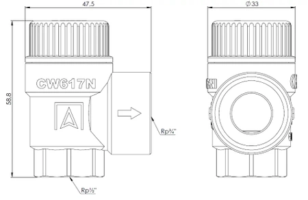 Afriso zawór bezpieczeństwa do zasobników c.w.u. MSW, 8 bar, Rp1/2" x Rp3/4" 42 422