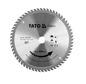 Yato tarcza widiowa do drewna 190x60Tx20mm YT-60636