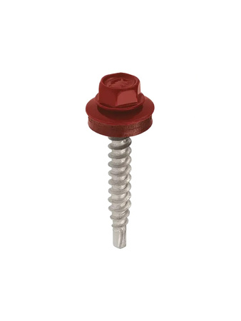 Wkręt-Met wkręt samowiercący z podkładką EPDM do mocowania blach do podłoża drewnianego RAL8017 4,8x55mm WFD-48055-8017