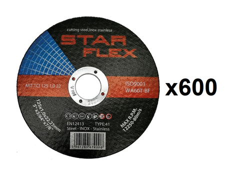 Postal tarcza tnąca 125x1mm Star Flex T41-125-1,0 WA60T-BF-INOX 600 sztuk TCI1251022