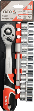 Yato zestaw nasadek z akcesoriami 1/2" 12-elementowy YT-38821