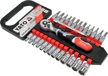 Yato zestaw nasadek z akcesoriami 1/4" 28-elementowy YT-14433