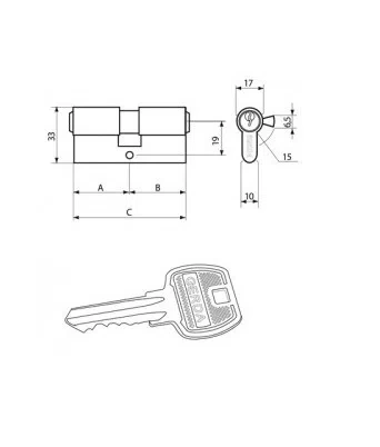 Gerda wkładka bębenkowa mosiężna 30/50 0WKE1S03050.98030P