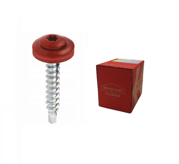 Wkręt-Met wkręt samowiercący z podkładką EPDM do mocowania blach do podłoża drewnianego RAL3011 czerwony 4,8x35mm 250sztuk WDD-48035-3011