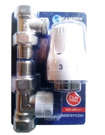 Diamond zestaw termostatyczny grzejnikowy prosty ART.411.ZEST.TERM.PR