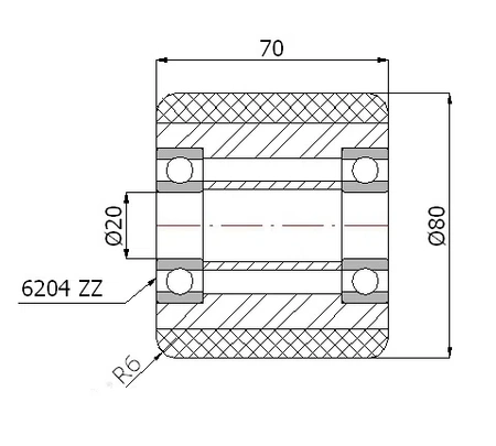 Zabi rolka aluminiowo-gumowa do wózków paletowych 80x70 RAG-80-70