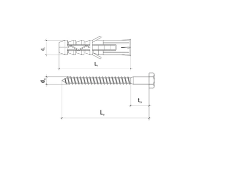 Wkręt-met kołek rozporowy z wkrętem z łbem sześciokątnym KKX 10x60x80mm 100sztuk KKX-10080