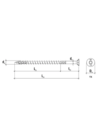 Wkręt-Met wkręt konstrukcyjny KMWHT 5x70mm z łbem stożkowym i gniazdem torx 200 sztuk KMWHT-50070