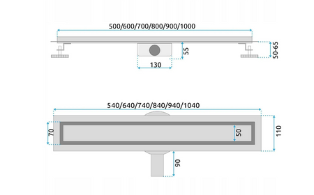 REA odpływ liniowy NEOX PRO stal szczotkowana odwracalny 2w1 70cm G5808