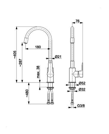 KFA Armatura bateria zlewozmywakowa Rumba z elastyczną wylewką czarna 6553-915-81