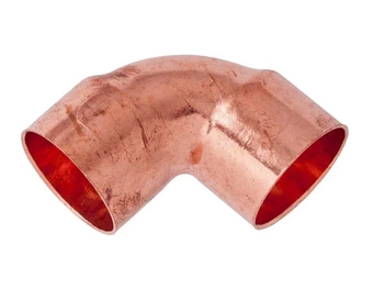 Kolano nyplowe 90st. miedziane 2Kx22mm