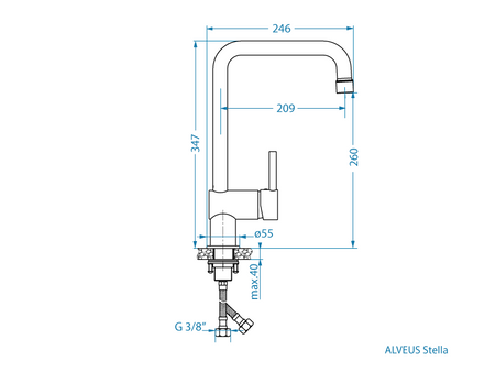 Alveus bateria zlewozmywakowa Stella czarny mat 1150925