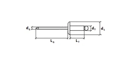 Nit zrywalny aluminiowo-stalowy z łbem płaskim powiększonym GBK 4,8x10mm