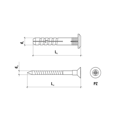 Wkręt-Met kołek szybkiego montażu z kołnierzem SMK 6x60mm 200sztuk SMK-06060