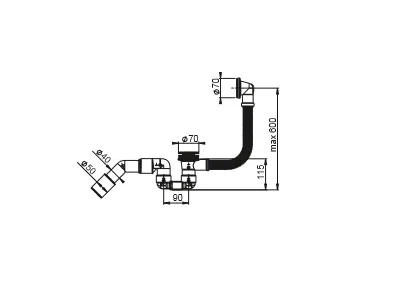 Prevex syfon wannowy Bathloc z przelewem chrom BBL-C5R45-02PL