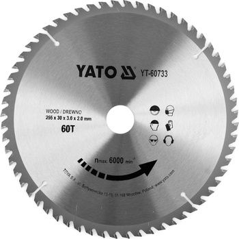 Yato tarcza widiowa 255x60Tx30mm do drewna YT-60733