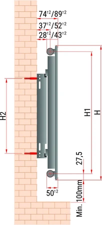 Diamond grzejnik stalowy panelowy 600x600mm z zasilaniem bocznym i wieszakiem 11-600x0600