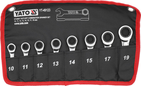 Yato zestaw kluczy płasko-oczkowych z grzechotką 8 szt YT-49123