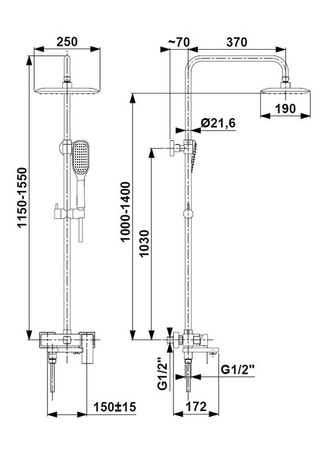 KFA Armatura deszczownia Logon z baterią natryskową i składaną wylewką wannową 5136-915-00