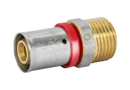 Diamond łącznik ZŁ-CH PEX-AL-PEX 20x3/4" zaprasowywany gwint zewnętrzny mosiądz FZZ-001.3/4X20.ZŁ-CH