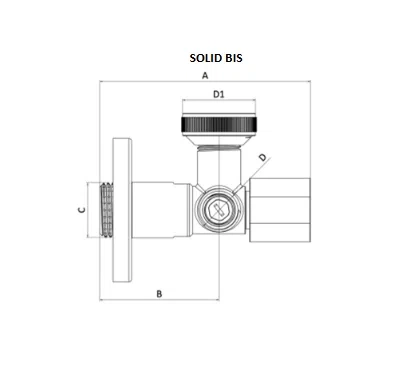 Duro zawór kątowy Solid Bis 1/2"x3/4"x3/8" D/ZK-SOLIDBIS123438