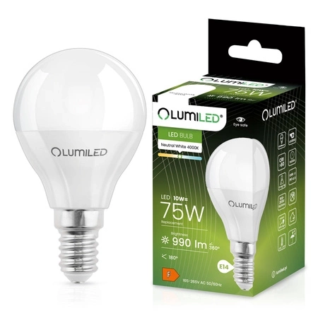 Lumiled żarówka led E14 kulka 10W 4000K barwa naturalna LEDZARMI053A