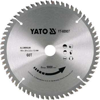 Yato tarcza widiowa 180x60Tx20mm do aluminium YT-60907