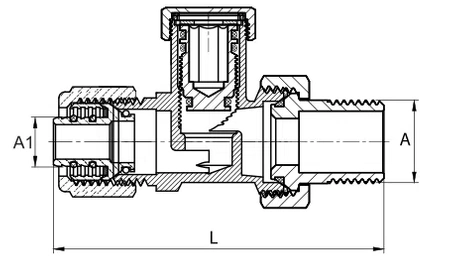 Diamond zawór grzejnikowy odcinający PEX prosty ART-26-PEX-1/2X16