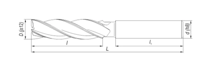 Fenes frez trzpieniowy walcowo-czołowy DIN 844-A 12mm L-N HSS 0641-512-110-120