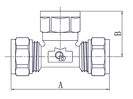 Diamond trójnik -DZ PEX-AL-PEX gwint wewnętrzny 20x20x3/4" mosiądz FTN-008.3/4x20x20.TD