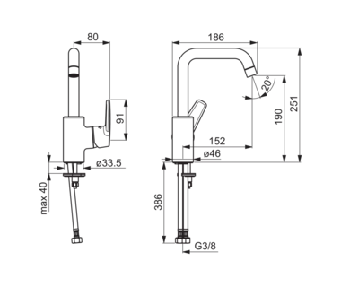 Oras Saga bateria umywalkowa 3907F