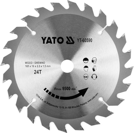 Yato tarcza do drewna TCT 165x24Tx16mm YT-60590