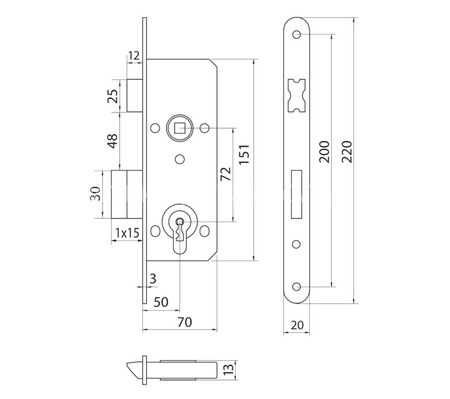 Metalplast zamek Częstochowa wąski 110 72/50 prawy wkładka