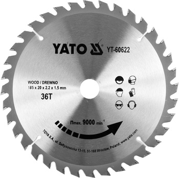 Yato tarcza widiowa TCT 185x20mm 36T do drewna YT-60622