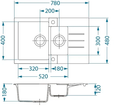Alveus zlewozmywak granitowy Rock 70 twilight czarny 4217005