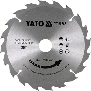 Yato tarcza widiowa do drewna 210x20Tx30mm YT-60665