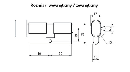 Gerda wkładka profilowa WKE1 z gałką 40/50 mosiądz 0WKE1G04050.98030P