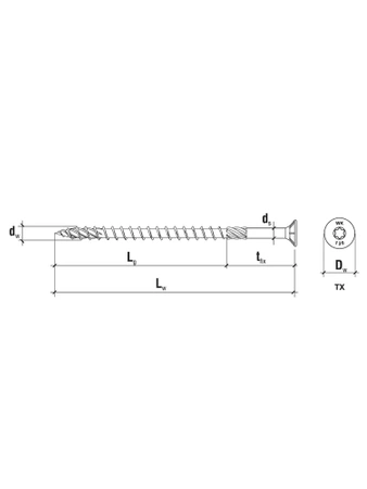 Wkręt-Met wkręt konstrukcyjny KMWHT 4x45mm z łbem stożkowym i gniazdem torx 300 sztuk KMWHT-40045