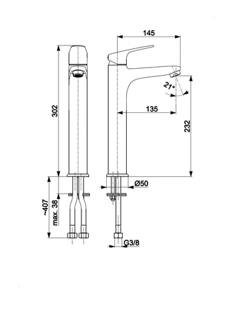 KFA Armatura bateria umywalkowa nablatowa Otava chrom 5552-712-00