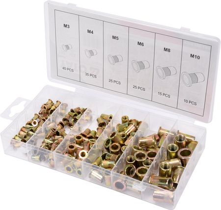 Yato zestaw stalowych nitonakrętek M3-M10 150sztuk YT-36481