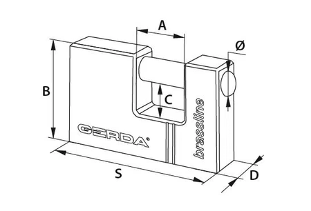 Gerda kłódka trzpieniowa mosiężna KMT T9010A