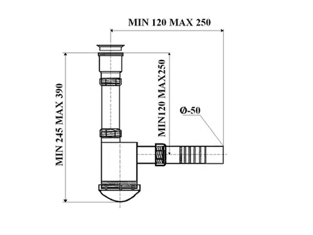 Syfon zlewozmywakowy prosty fi50 pojedynczy SYF027